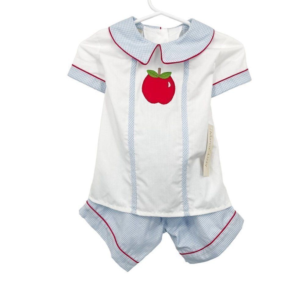 Marco & Lizzy Little Threads Baby Boy Embroidered Apple Seersucker Outfit Set